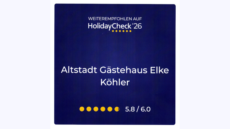 HolidayCeck Empfehlung 2026 - Pension Köhler Dresden
